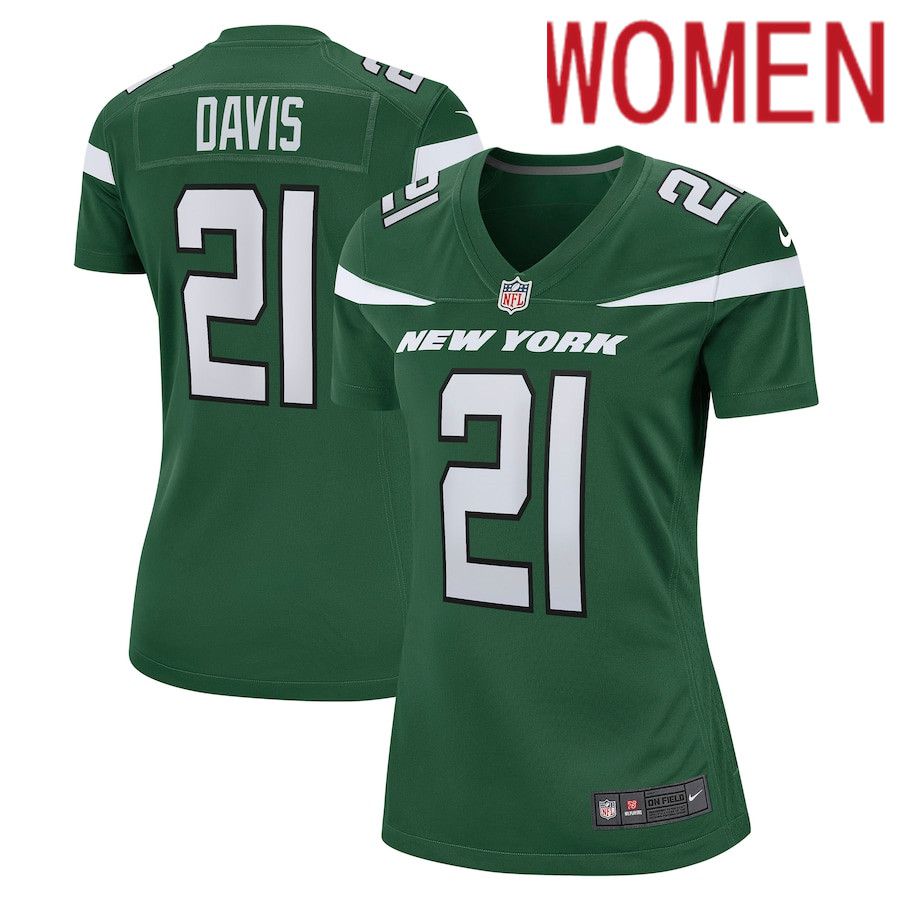 Women New York Jets 21 Ashtyn Davis Nike Gotham Green Game Player NFL Jersey